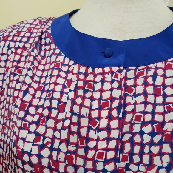 Vintage Blouse Button Down Red White & Blue by Jai Dalis New York Size 18 - Picture 2 of 8